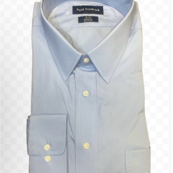 Paul Fredrick Blue Dress Shirt with Point Collar - Picture 1 of 4